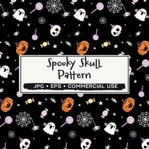 不気味なスカル柄 - ハロウィンの黒のシームレスデザイン