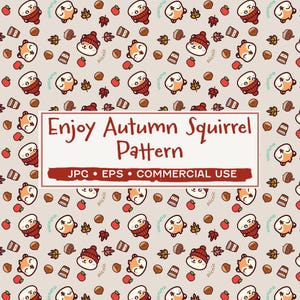Autumn Squirrel Repeat Pattern - Fall Leaves Design
