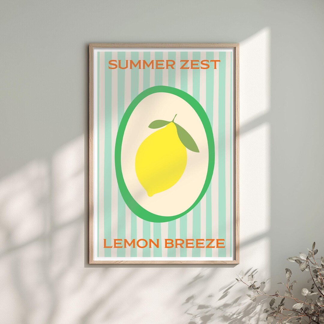 Summer Zest Lemon Breeze - Retro Citrus Poster, Fresh Kitchen Decor ...