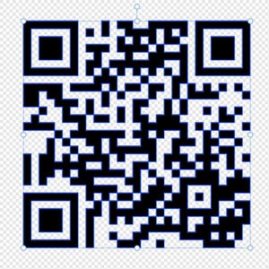 Pode incluir: Um código QR quadrado com um padrão a preto e branco. O código é composto por numerosos quadrados e retângulos pretos e brancos dispostos numa grelha. Os cantos apresentam quadrados pretos maiores com bordas brancas.