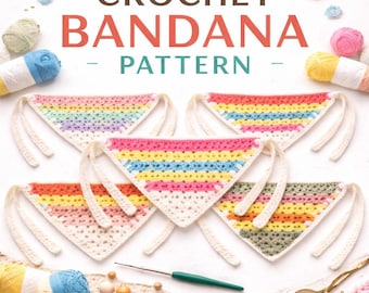 Beginner Crochet Bandana Pattern – Easy Pastel Granny Square Headscarf (PDF)