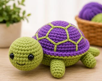 Crochet Sea Turtle Plushie Pattern – Beginner Amigurumi Tutorial (PDF)