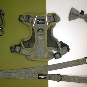 Heritage Tweed dog harness set