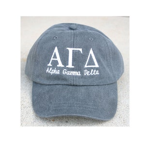 Alpha Gamma Delta with script baseball cap