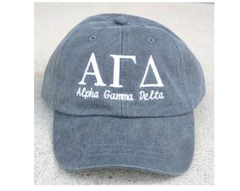 Alpha Gamma Delta with script baseball cap