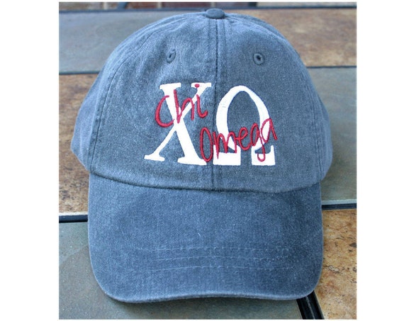 Chi Omega baseball cap with overlay script