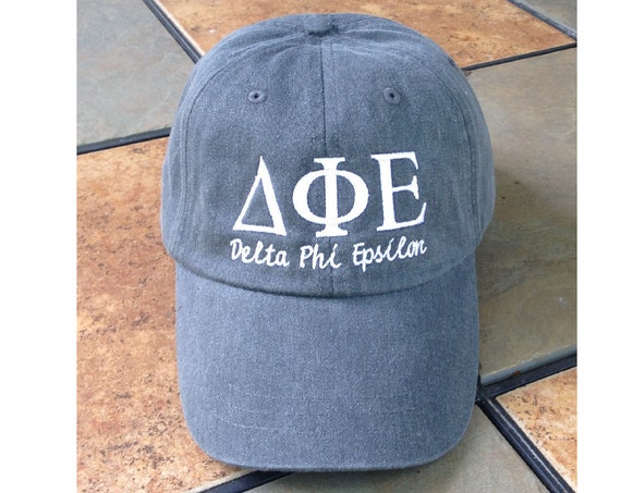 Delta Phi Epsilon script baseball cap