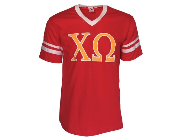 Chi Omega - 2 color Stripe Sleeve T-shirt Jersey