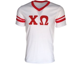 Chi Omega - Stripe Sleeve T-shirt Jersey