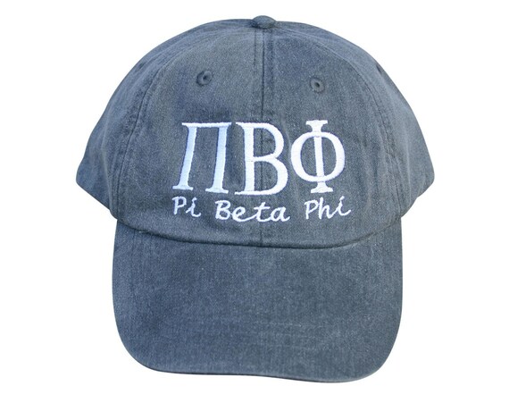 Pi Beta Phi script with BIG and LITTLE added to the back of baseball cap
