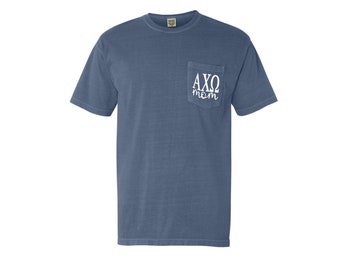 Alpha Chi Omega Mom Comfort Color Pocket T-shirt