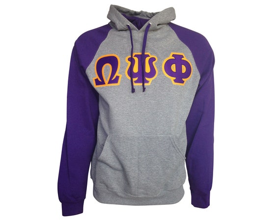 Omega Psi Phi Color Block Hooded Sweatshirt (Sewn on Letters)