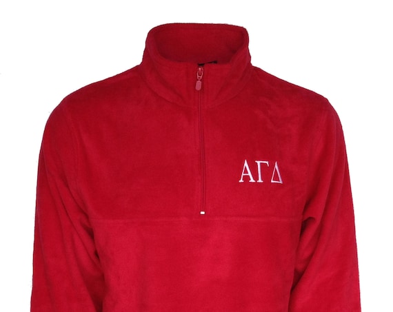 Alpha Gamma Delta Fleece Quarter Zip Pullover (Red)