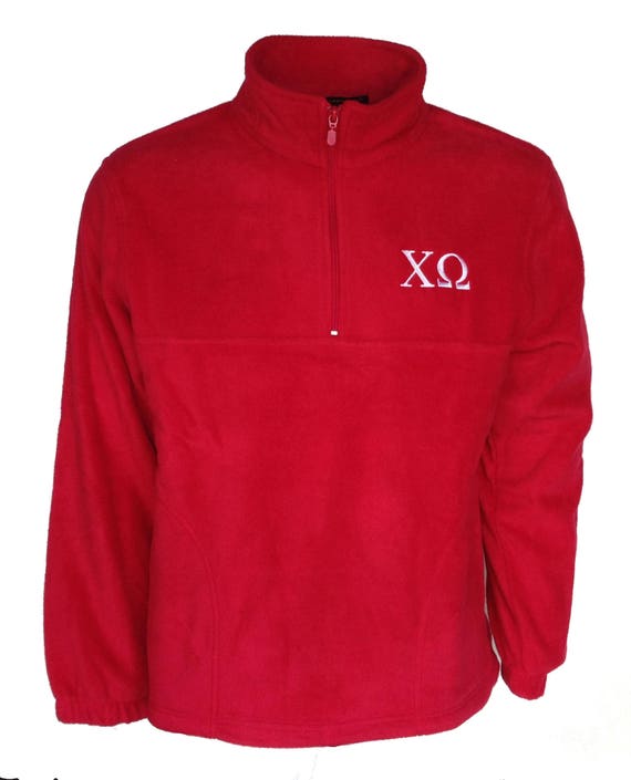 Chi Omega Fleece Quarter Zip Pullover (Red)