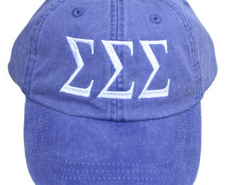 Sigma Sigma Sigma baseball cap with embroidered greek letters
