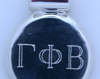Sorority Round Silver Engraved Pendent
