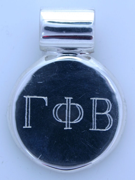 Sorority Round Silver Engraved Pendent