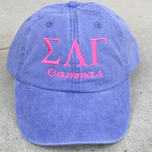 Sigma Lambda Gamma with script (Gammas) baseball cap