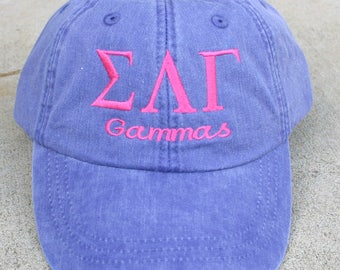 Sigma Lambda Gamma with script (Gammas) baseball cap