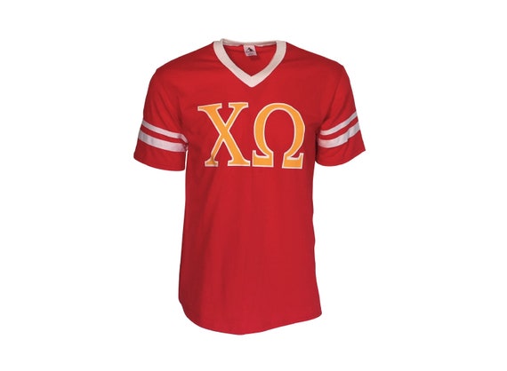 Chi Omega - 2 color Stripe Sleeve T-shirt Jersey