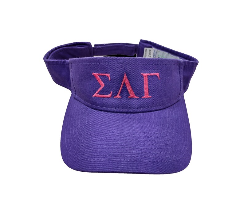 May include: Purple visor with a pink embroidered "&Sigma;&Lambda;&Gamma;" logo.