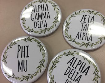 Sorority Button with Green Wreath