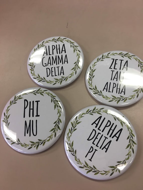 Sorority Button with Green Wreath