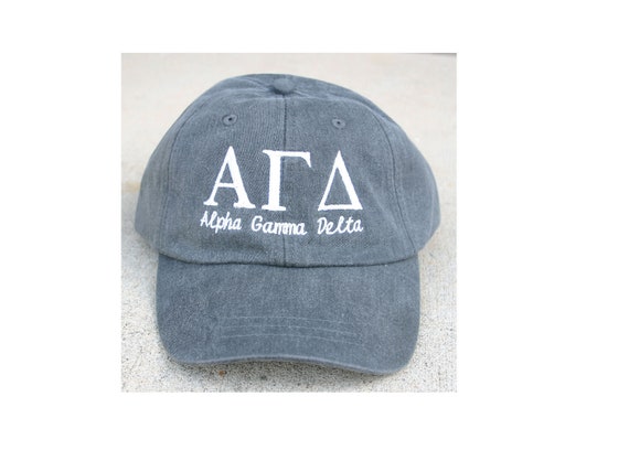 Alpha Gamma Delta with script baseball cap