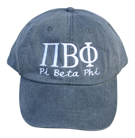 Pi Beta Phi script with BIG and LITTLE added to the back of baseball cap