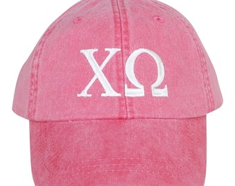 Chi Omega baseball cap with embroidered greek letters