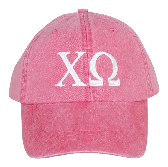 Chi Omega baseball cap with embroidered greek letters