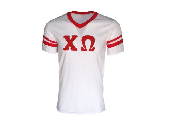 Chi Omega - Stripe Sleeve T-shirt Jersey