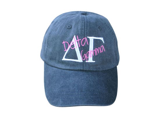 Delta Gamma baseball cap with overlay script