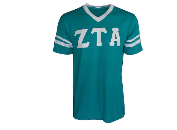 Zeta Tau Alpha - Stripe Sleeve T-shirt Jersey (Medium, Teal)