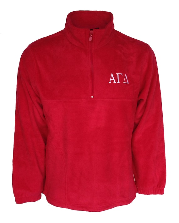 Alpha Gamma Delta Fleece Quarter Zip Pullover (Red)