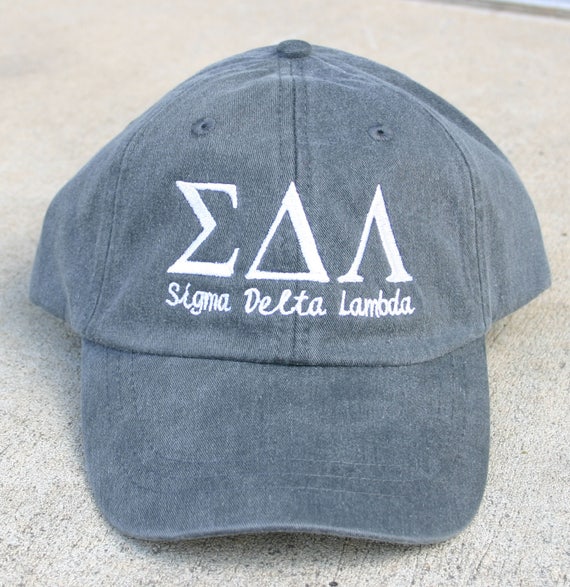 Sigma Delta Lambda with script baseball cap