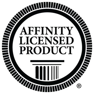 Puede incluir: Logotipo circular en blanco y negro con el texto &laquo;AFFINITY LICENSED PRODUCT&raquo;. El dise&ntilde;o incluye un elemento arquitect&oacute;nico estilizado y un s&iacute;mbolo de marca registrada, todo sobre un fondo blanco.