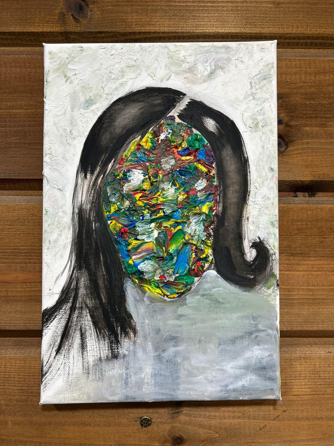 Textured Abstract Oil Painting: Colorful Faces of Emotion, Contemporary ...
