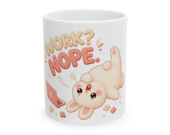 Work Nope Bunny Mug - Cute Kawaii Rabbit Office Cup