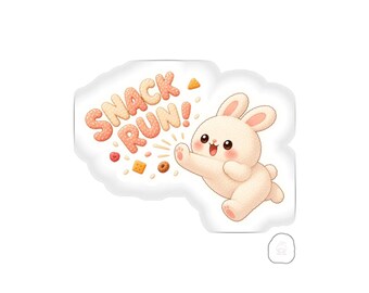 Snack Run Hasenaufkleber – Niedlicher Kawaii-Hasenaufkleber