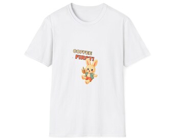Coffee First Bunny Shirt, Cute Kawaii Rabbit T-Shirt, Funny Coffee Lover Tee, Nuomi Bunny Gift