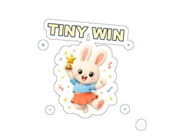 Tiny Win Bunny Aufkleber – Niedlicher Kawaii-Hasenaufkleber
