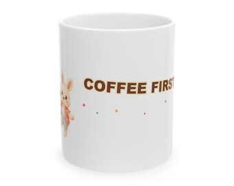 Coffee First Bunny Mug, Cute Kawaii Rabbit Coffee Cup, Nuomi Bunny Gift