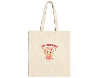 Cute Bunny Tote Bag, Little Treat Energy Canvas Bag, Kawaii Gift Under 15