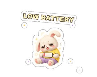 Aufkleber „Batterie schwach“ – Niedlicher Kawaii-Hasenaufkleber