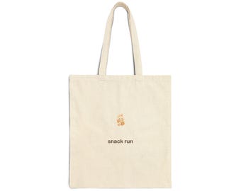 Snack Run Bunny Tote Bag, Cute Kawaii Rabbit Canvas Bag, Funny Grocery Tote