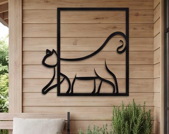 Metalen wanddecoratie met katten, metalen kattenkunst, kattendecoratie voor thuis, cadeaus voor kattenbezitters, metalen kattenkunst, kattenwanddecoratie