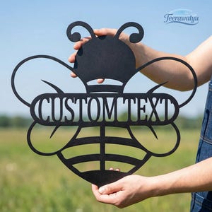 Aangepast metalen bord, bijendecoratie kunst aan de muur, gepersonaliseerd bord bloementuin, tuinierencadeau voor dierenliefhebber