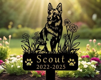 Personalized German Shepherd Memorial Stake, German Shepherd Metal Grave Marker , Dog Remembrance Stake, Loss of Dog, Custom Dog Cemetery St
