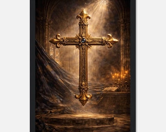 Ornamental Royal Cross A4 Painting – Sacred Aesthetics & Historical Heritage